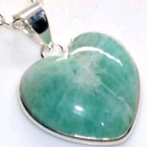 Amazonite Heart-Shaped Gemstone 925 Sterling Silver Handmade Necklace